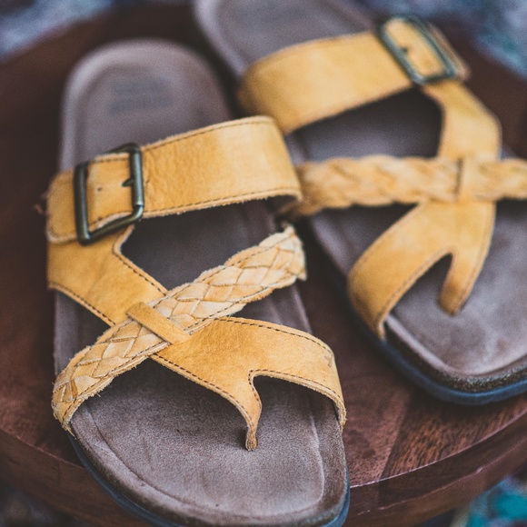 Earth Origins Braided Sandal with Buckle Accent in Mustard - Picture 3 of 6